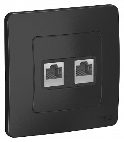 Systeme Electric Blanca внутр Антрацит Розетка 2-ая КОМП/ТЛФ, RJ45+RJ11