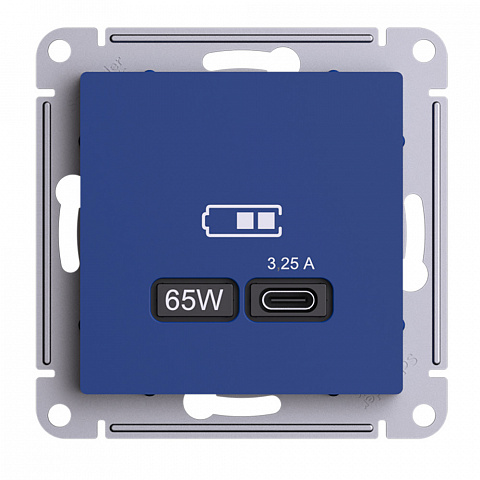 Systeme Electric AtlasDesign Аквамарин Розетка USB тип-C 65Вт высокоскор.заряд. QC,PD, механизм
