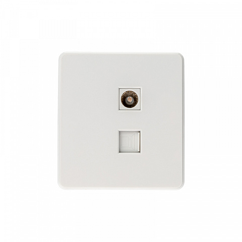 KRANZ ROUND Розетка компьютерная RJ45 кат6 + TV с/у перламутр, с 1-пост. рамкой