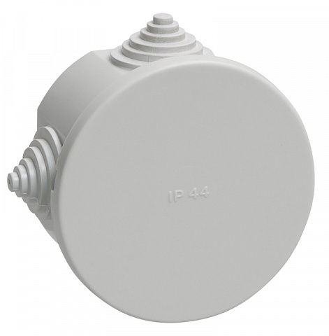 IEK Коробка КМ41237 распаячная для о/п d75х40мм IP44 (RAL7035, 4 гермоввода)
