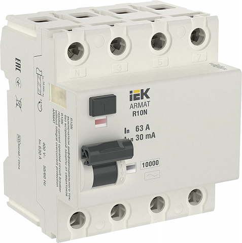 IEK ARMAT ВДТ R10N 4P 63А 30мА тип AC