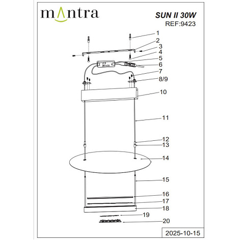 Подвесная люстра Mantra 9423