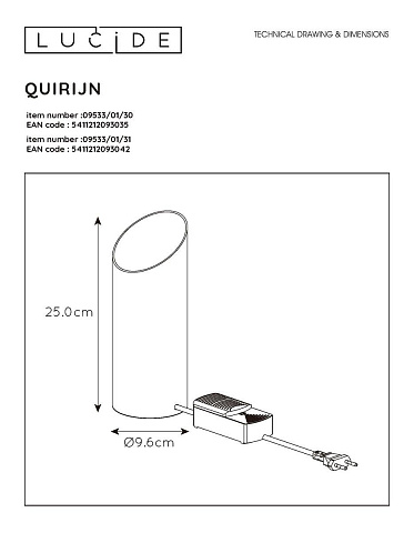 Настольная лампа Lucide Quirijn 09533/01/30