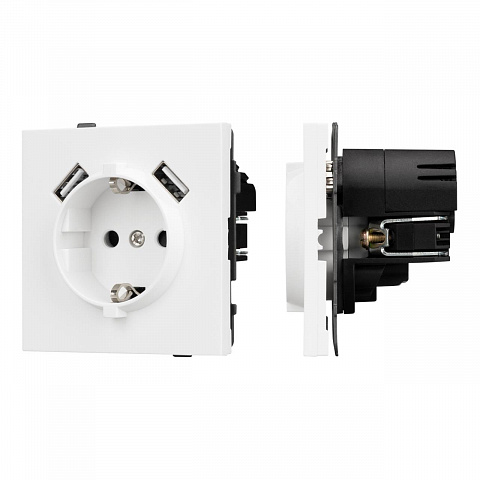 Механизм розетки с USB зарядкой SCT-TENDO-MUAA-PL-WH (230V, 16A) Arlight 054082