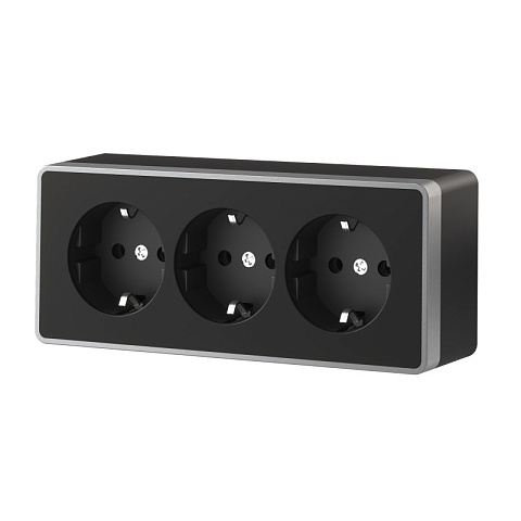 Розетка Werkel W5073134 черный с серебром