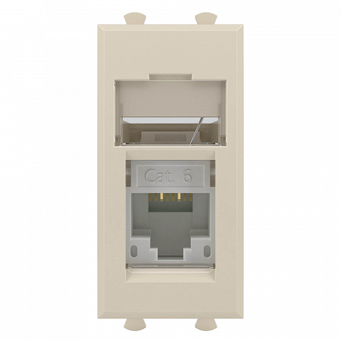 DKC Компьютерная розетка RJ-45 модульная, кат.6, "Avanti", "Ванильная дымка", 1 модуль