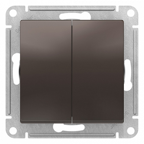 Systeme Electric AtlasDesign Мокко Переключатель 2-клавишный перекрестный, 2 x сх. 7, 10АХ, механизм