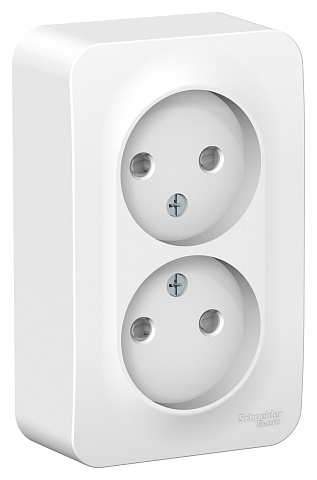 Systeme Electric Blanca наруж Бел Розетка 2-ая б/з со шторками 16А, 250В, изолир. пластина