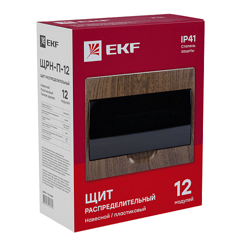 EKF PROxima Щит распределительный навесной ЩРН-П-12 темное дерево IP41