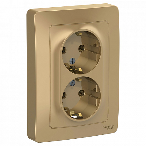 Systeme Electric Blanca внутр Титан Розетка 2-ая с/з без шторок, 16А, 250В
