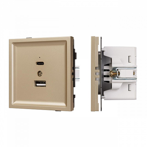 Механизм USB розетки SCT-TENDO-MUAC-SFPL-GD (5V, 3A, QC3) Arlight 054537