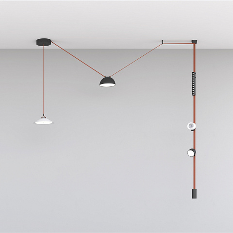 DK5564-WH+BK Cветильник для трека-ремня Belty, серия Flow, со светодиодом, D300*H71мм, 48V DC, 20W, RA90, 120°, 4000K, IP20, белый с черным, алюминий
