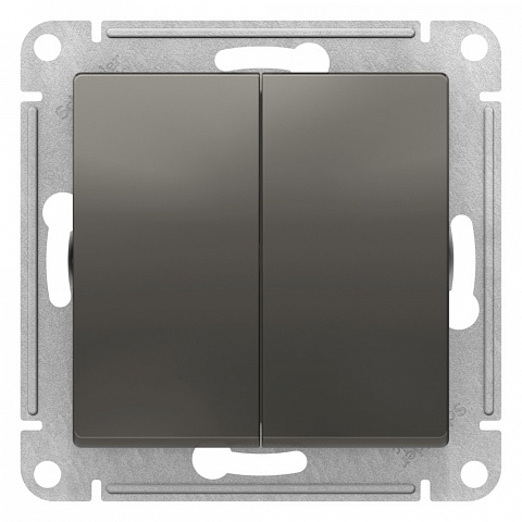 Systeme Electric AtlasDesign Сталь Переключатель 2-клавишный перекрестный, 2 x сх. 7, 10АХ, механизм