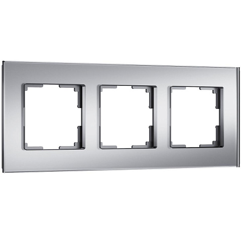 Рамка на 3 поста Werkel Senso серебряный стекло soft-touch W0033106 4690389200427