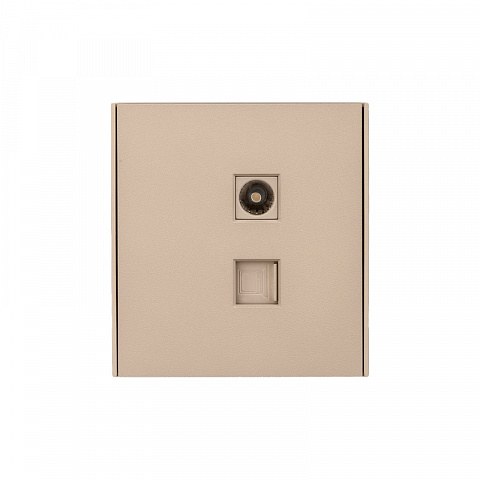 KRANZ STRONG Розетка компьютерная RJ45 кат6 + TV с/у шелк, с 1-пост. рамкой