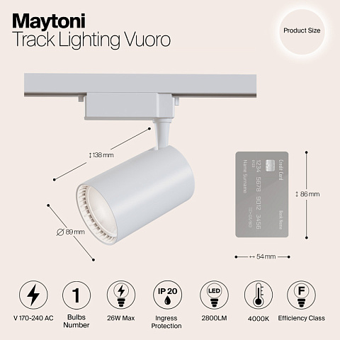 Светильник на шине Maytoni TR003-1-30W4K-W