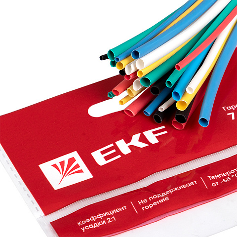 EKF PROxima Набор ТУТ нг: 6 цветов по 5шт. Разного диаметра (1/0,5; 1,5/0,75; 2/1; 2,5/1,25; 3/1,5) 100мм.