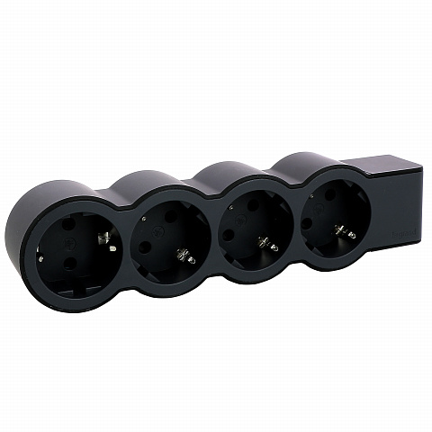 Legrand Revolution Стандарт Черный Удлинитель 4x2К+З, без кабеля
