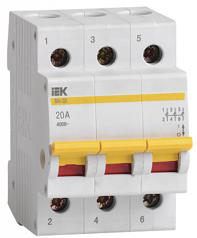 IEK KARAT Выключатель нагрузки (мини-рубильник) ВН-32 3Р 20А