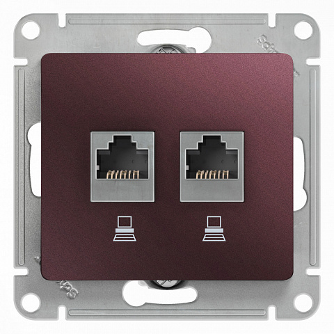Systeme Electric Glossa Баклажановый Розетка 2-ая компьютерная RJ45+RJ45, кат.5E