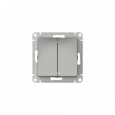 Systeme Electric AtlasDesign Сталь Выключатель 2-клавишный, сх.5, 10АХ, мех., быстрозажим. клем.