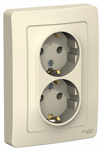 Systeme Electric Blanca внутр Молочная Розетка 2-ая с/з без шторок, 16А, 250В