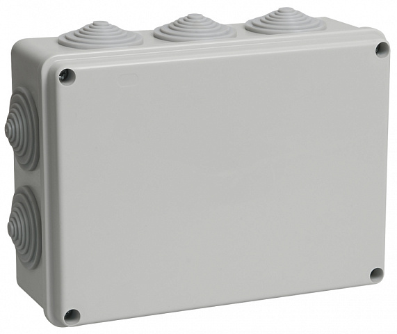 IEK Коробка КМ41244 распаячная для о/п 190х140х70 мм IP55 (RAL7035, 10 гермовводов)