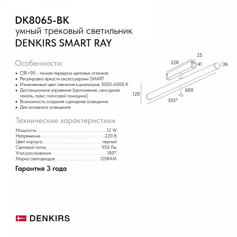 Светильник на шине Denkirs DK8065-BK