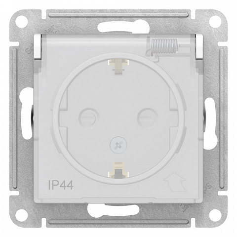 Systeme Electric AtlasDesign Aqua Бел Розетка с/з со шторками с крышкой, 16А, IP44, механизм