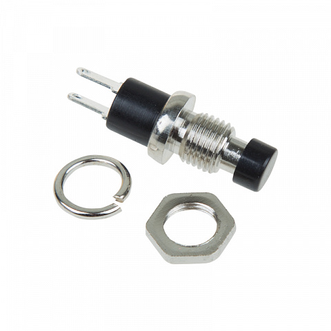 Выключатель-кнопка металл 220V 2А (2с) (ON)-OFF Ø7.2 черная Micro Rexant