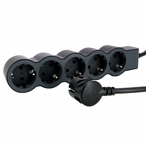 Legrand Revolution Стандарт Черный Удлинитель 5x2К+З, кабель 3м