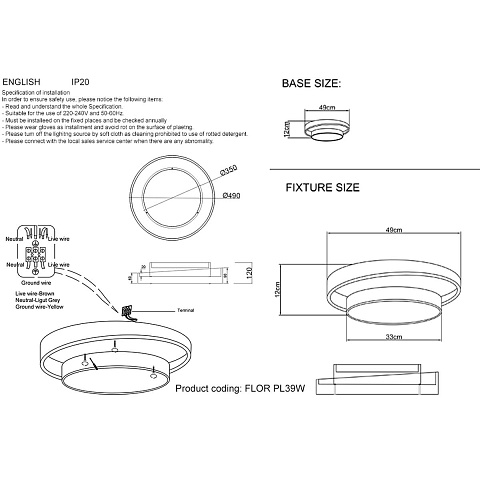 Накладной светильник Crystal Lux FLOR PL39W LED 4000K WH