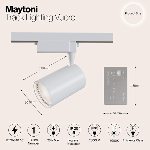 Светильник на шине Maytoni TR003-1-30W4K-W