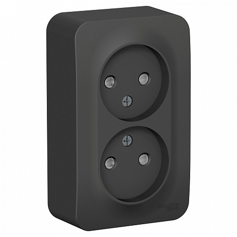 Systeme Electric Blanca наруж Антрацит Розетка 2-ая б/з со шторками 16А, 250В, изолир. пластина