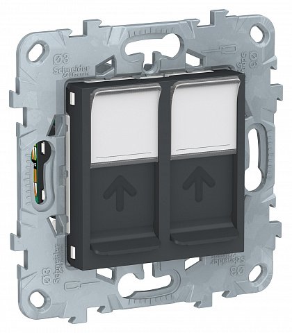 Schneider Electric Unica New Антрацит Розетка компьютерная, RJ45, двойная, кат. 5е UTP