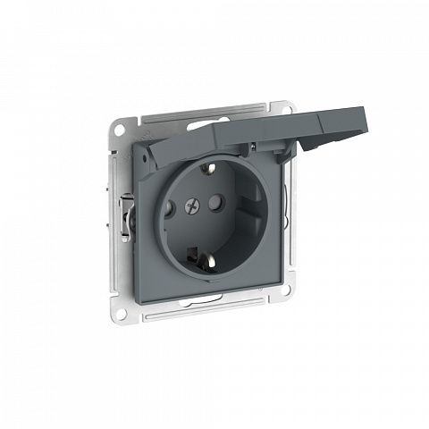 Systeme Electric AtlasDesign Грифель Розетка с заземл. со шторк. с крышкой, 16А,IP20,мех., быстрозажим. клем.