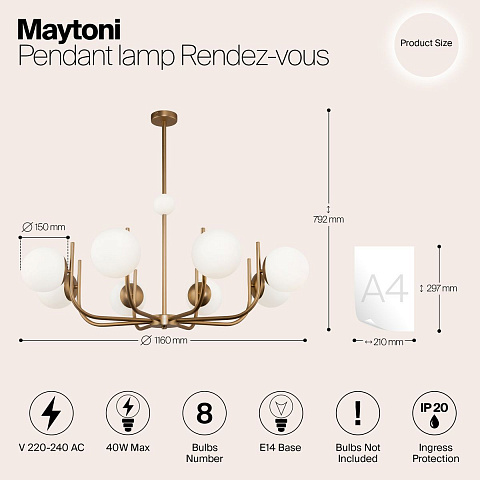 Люстра на штанге Maytoni MOD109PL-08BS
