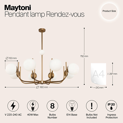 Люстра на штанге Maytoni MOD109PL-08BS