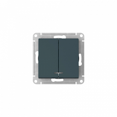 Systeme Electric AtlasDesign Изумруд Выключатель 2-клавишный с подсвет.,сх.5а, 10АХ,мех., быстрозажим. клем.