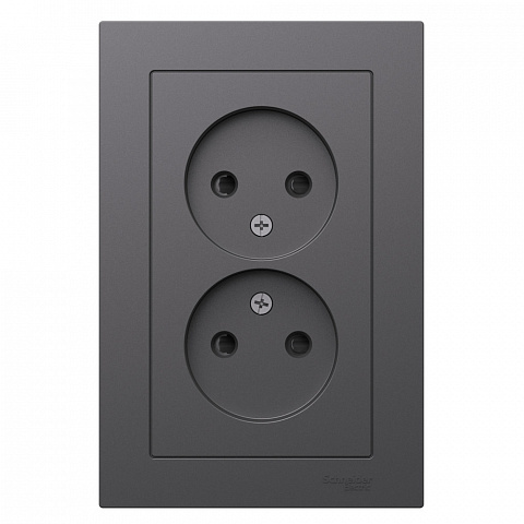 Systeme Electric AtlasDesign Базальт Розетка двойная б/з со шторками,16А, в сборе