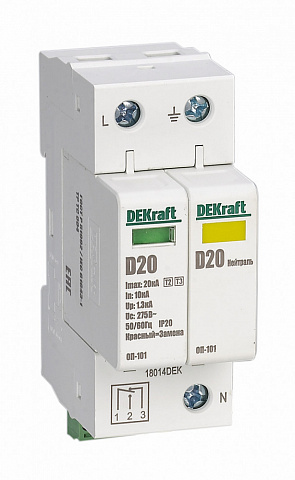 Dekraft Ограничитель перенапряжений 1P+N 40кА класс C 440В