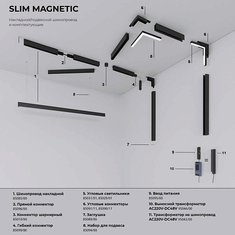 Трековый светодиодный светильник Elektrostandard Slim Magnetic Solo 85055/01 черный a063498