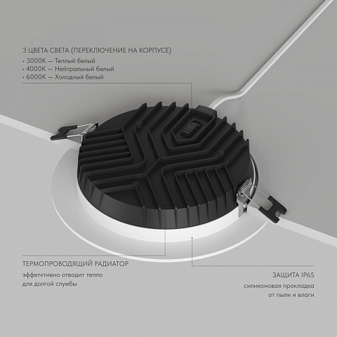 Влагозащищенный светильник Denkirs DK2463-WH