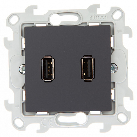 Simon 24 Графит Коннектор 2хUSB 2.0 тип A