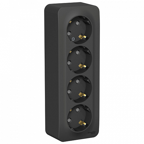 Systeme Electric Blanca наруж Антрацит Розетка 4-ая с/з со шторками 16А, 250В, изолир. пластина