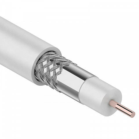Кабель коаксиальный RG-6U, (64%), 75 Ом, (бух305) белый Rexant