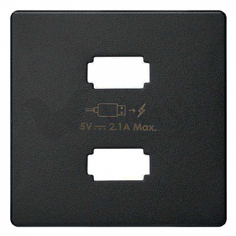 Simon 82 Concept Матовый черный, Накладка для зарядного устройства 2xUSB