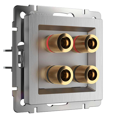 Акустическая розетка Werkel х4 cеребряный рифленый WL09-AUDIOx4 4690389085024