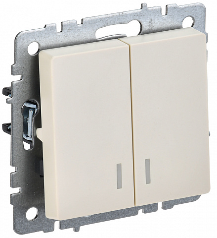 IEK BRITE BASE Бежевый  2-к с инд 10А ВС10-2-1-БрКр