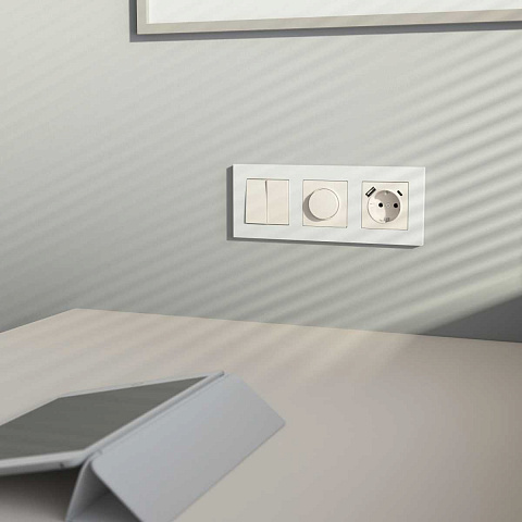 Розетка с заземлением, шторками и USB тип A+C Werkel айвори матовый W1171762 4690389213274